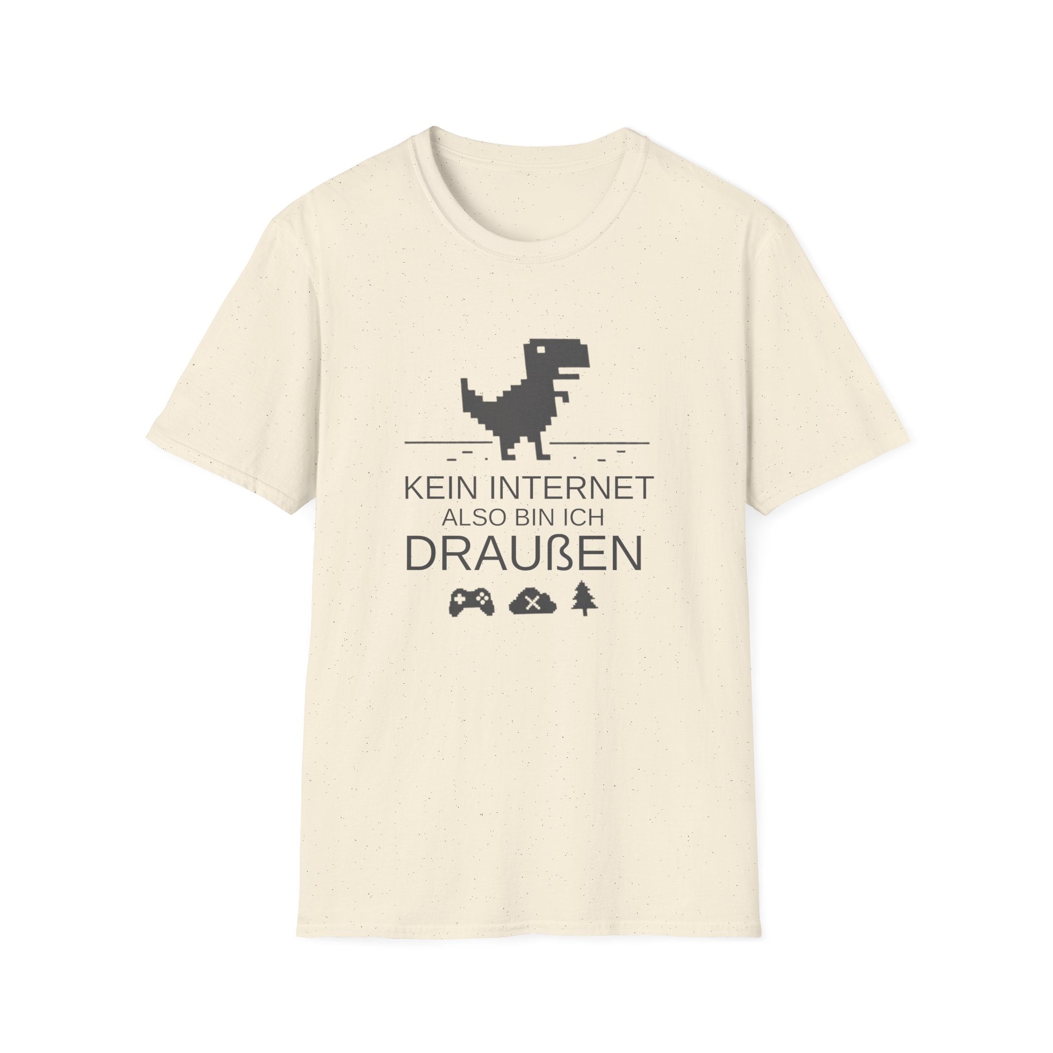 T‑Shirt: "Kein Internet – -- Also Bin Ich Draußen" Retro Dino Graphic
