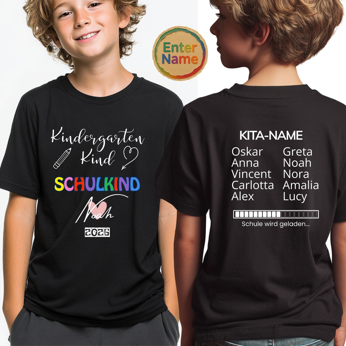 Schulkind Geschenk | Personalisiertes Kindergarten Kind T-Shirt mit Namen