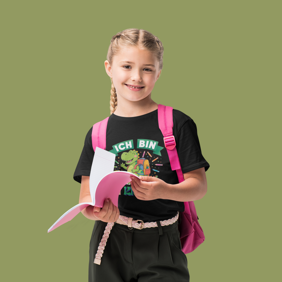 Schulstart Geschenk | Personalisiertes Schulkind Dino T-Shirt Klasse 1-5