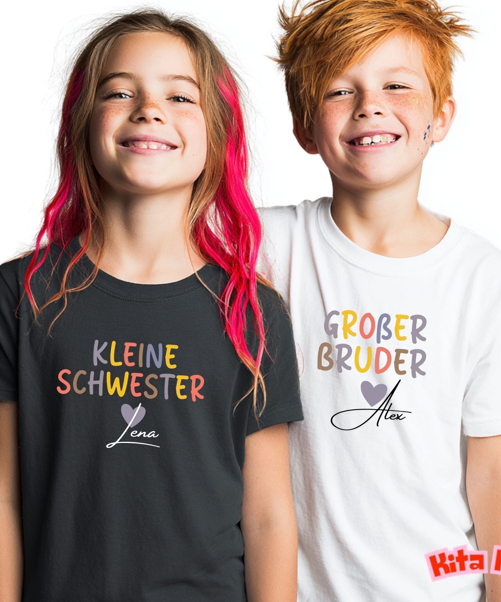 Geschwister Geschenk | Personalisiertes Bruder Schwester Shirt mit Namen