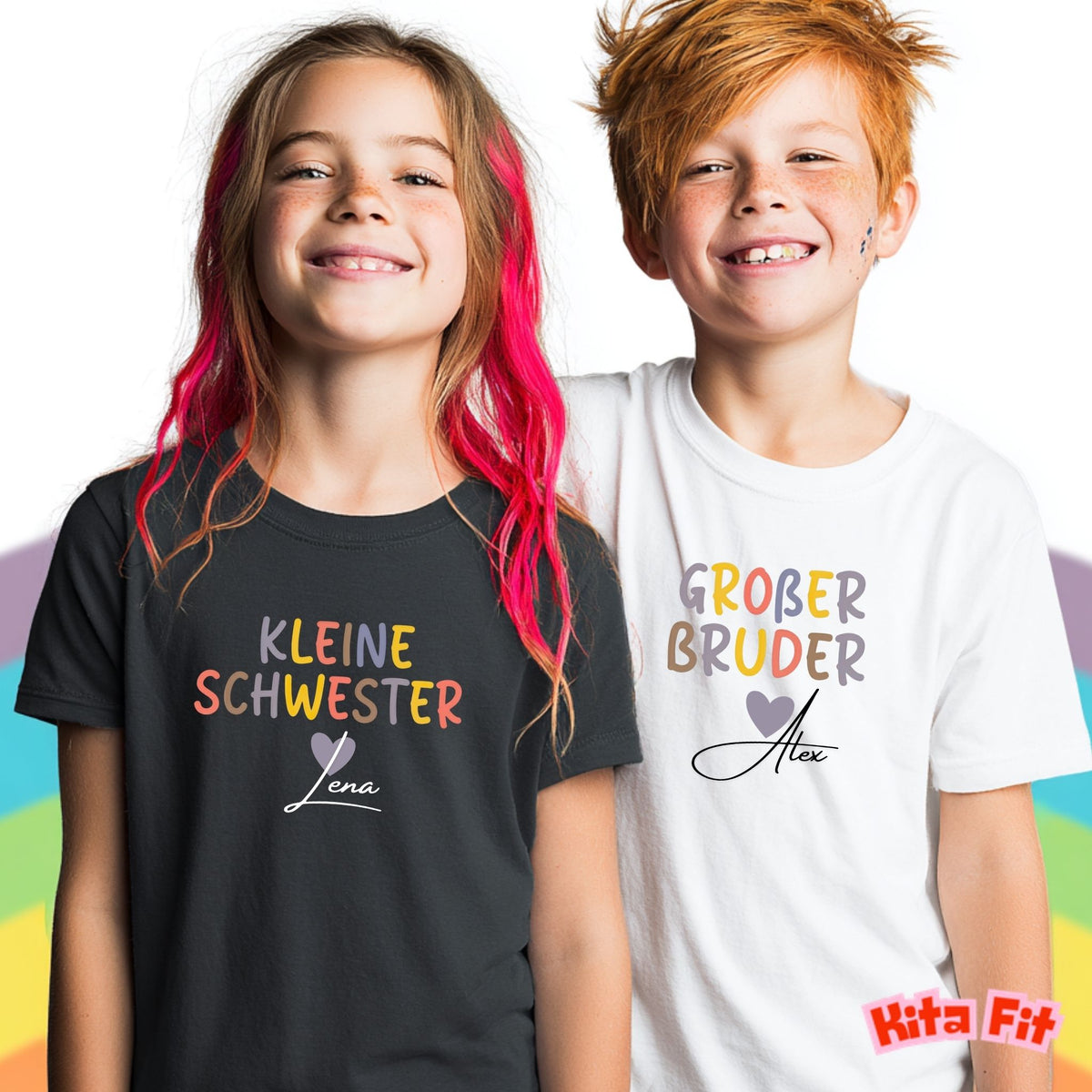 Geschwister Geschenk | Personalisiertes Bruder Schwester Shirt mit Namen