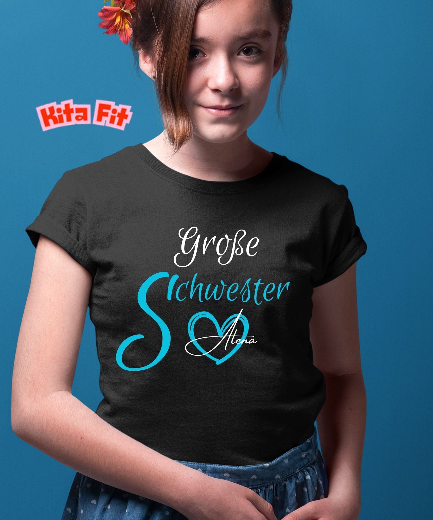 Geschwister Geschenk | Großer Bruder Kleine Schwester Shirt mit Namen