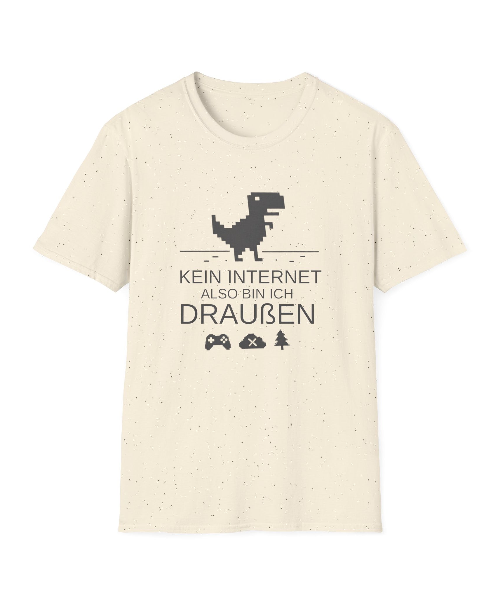 T‑Shirt: "Kein Internet – -- Also Bin Ich Draußen" Retro Dino Graphic