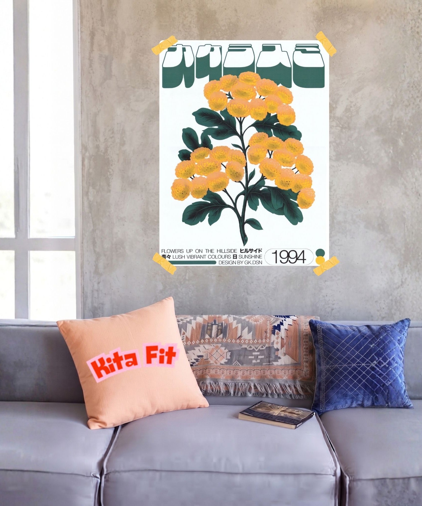 Vintage Blumen Poster | Japanisches Botanik Leinwandbild Wanddeko