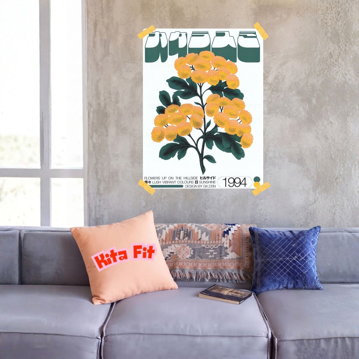 Vintage Blumen Poster | Japanisches Botanik Leinwandbild Wanddeko