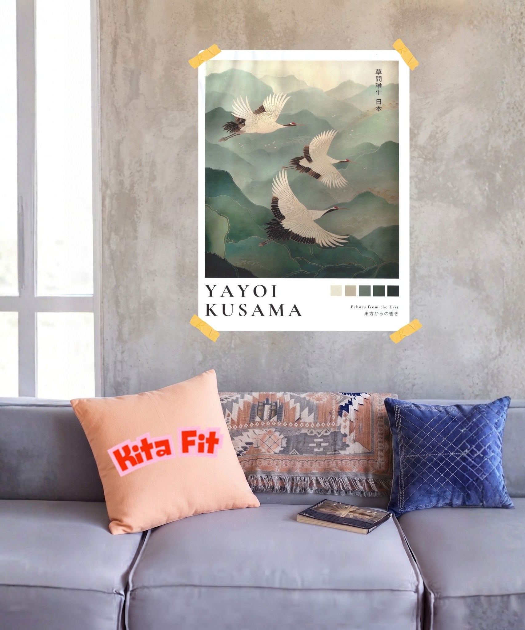 Japan Kraniche Poster | Asiatisches Berglandschaft Leinwandbild