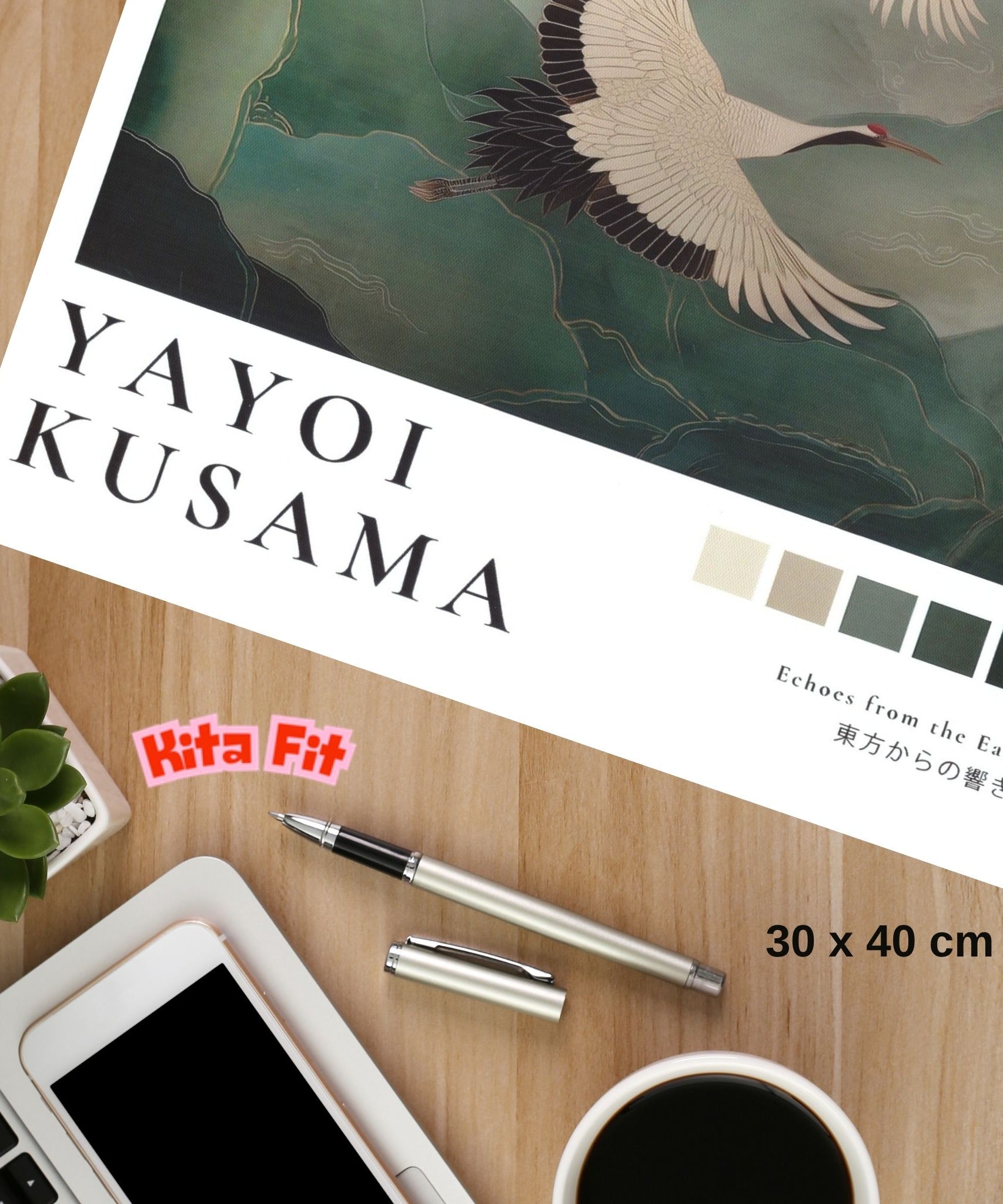 Japan Kraniche Poster | Asiatisches Berglandschaft Leinwandbild