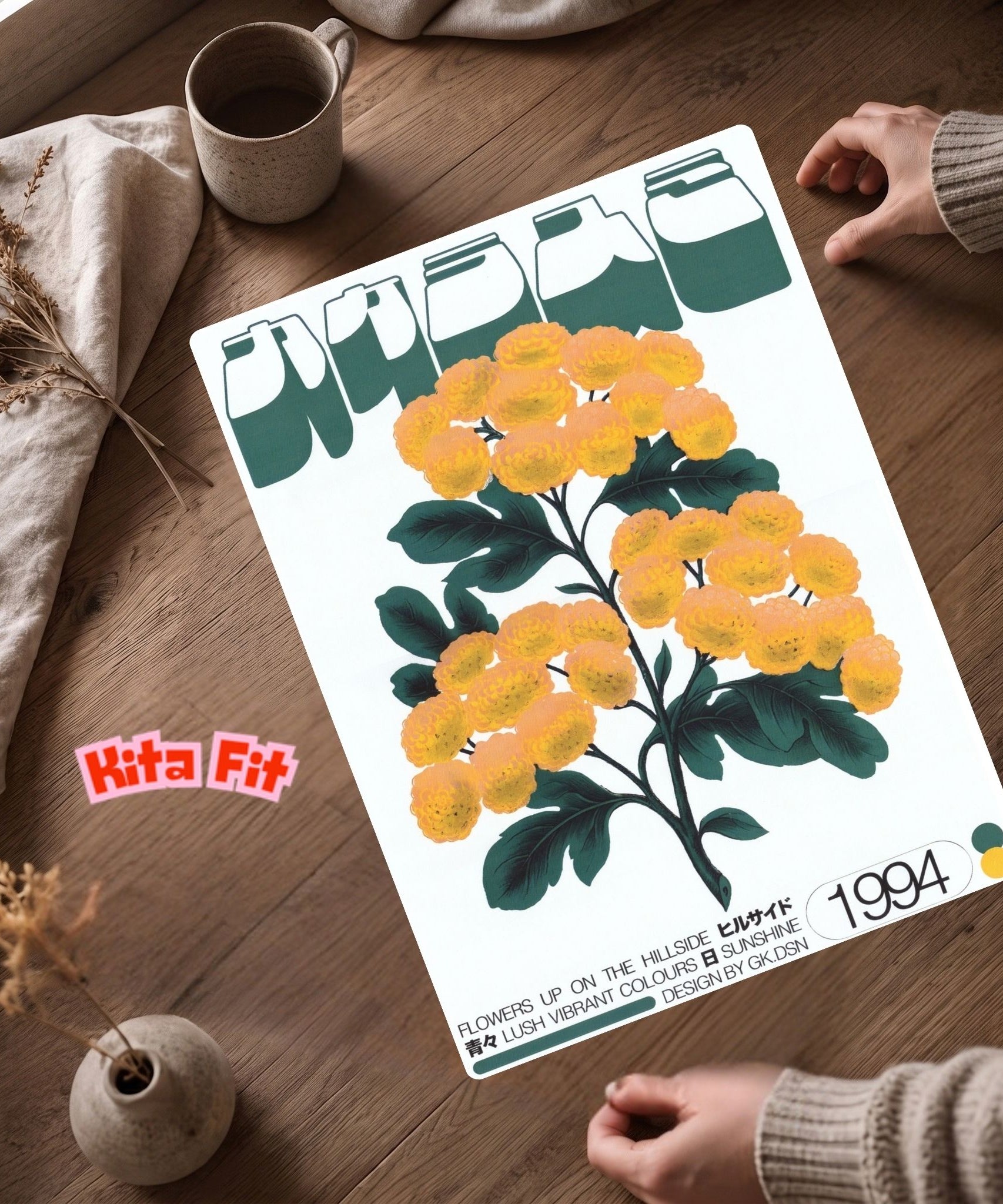 Vintage Blumen Poster | Japanisches Botanik Leinwandbild Wanddeko