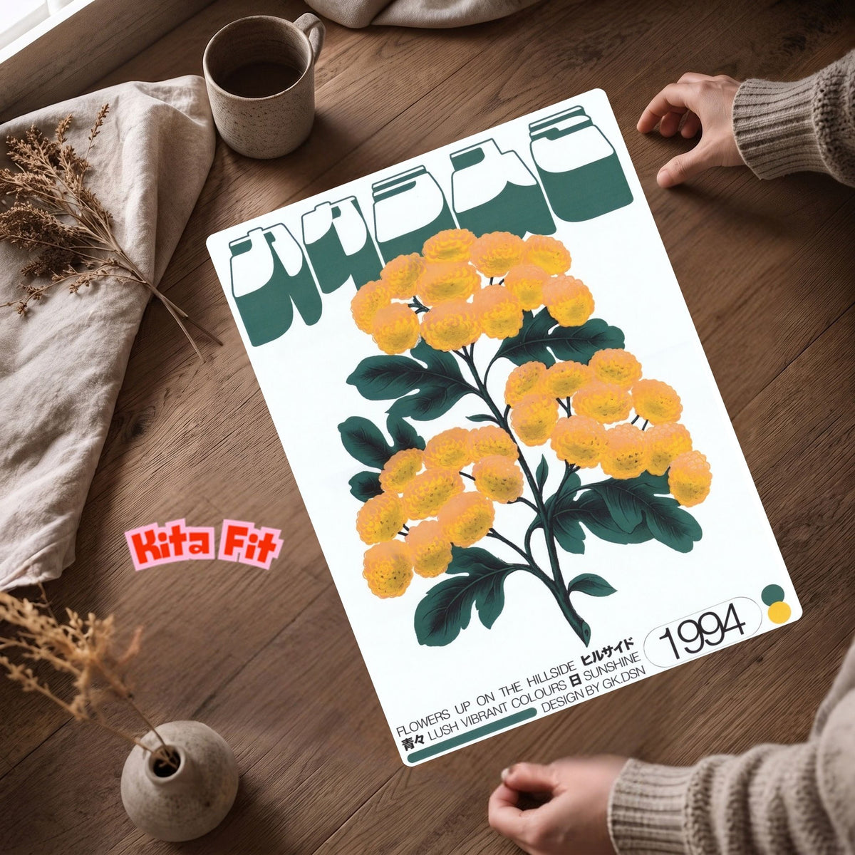 Vintage Blumen Poster | Japanisches Botanik Leinwandbild Wanddeko