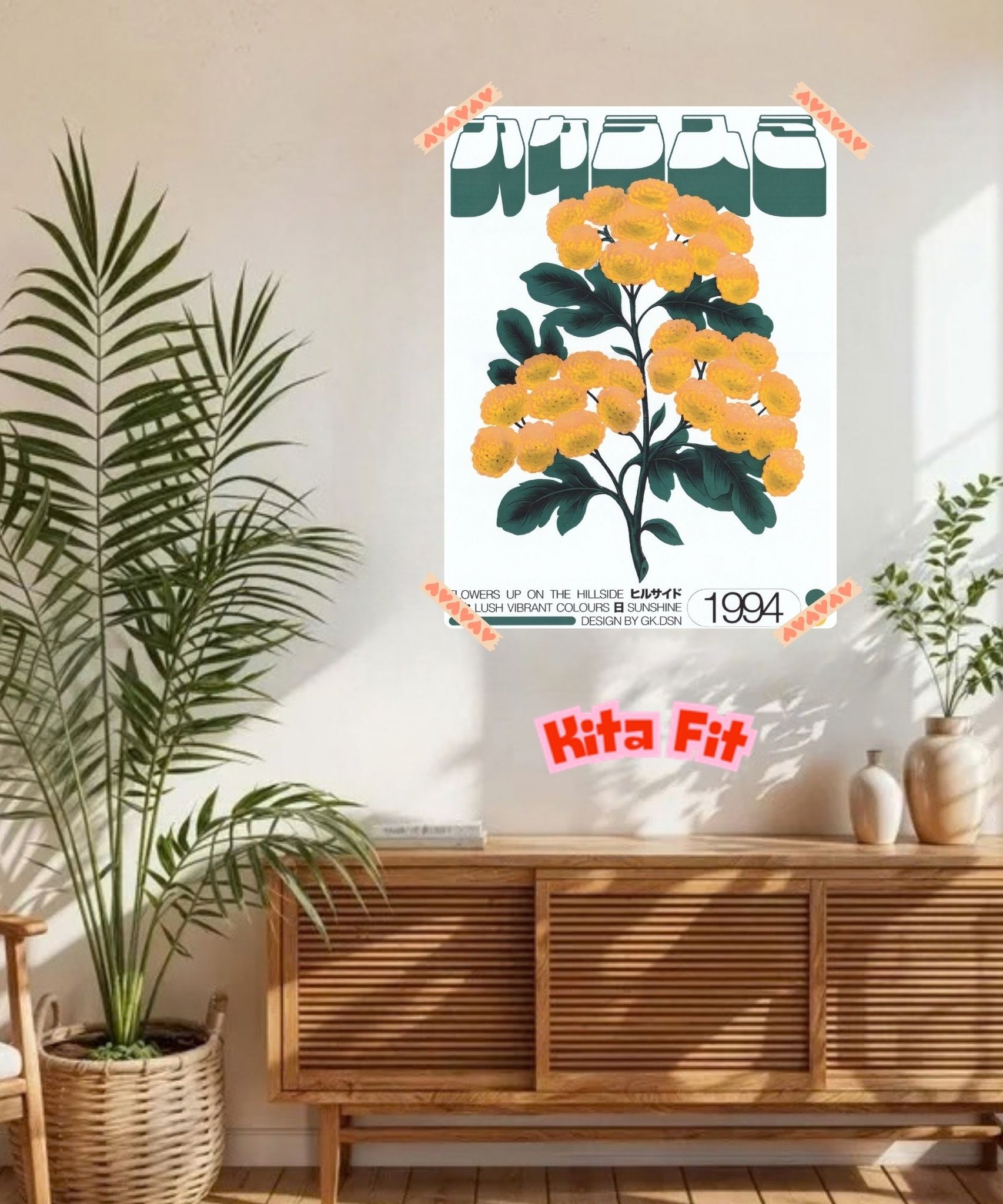 Vintage Blumen Poster | Japanisches Botanik Leinwandbild Wanddeko