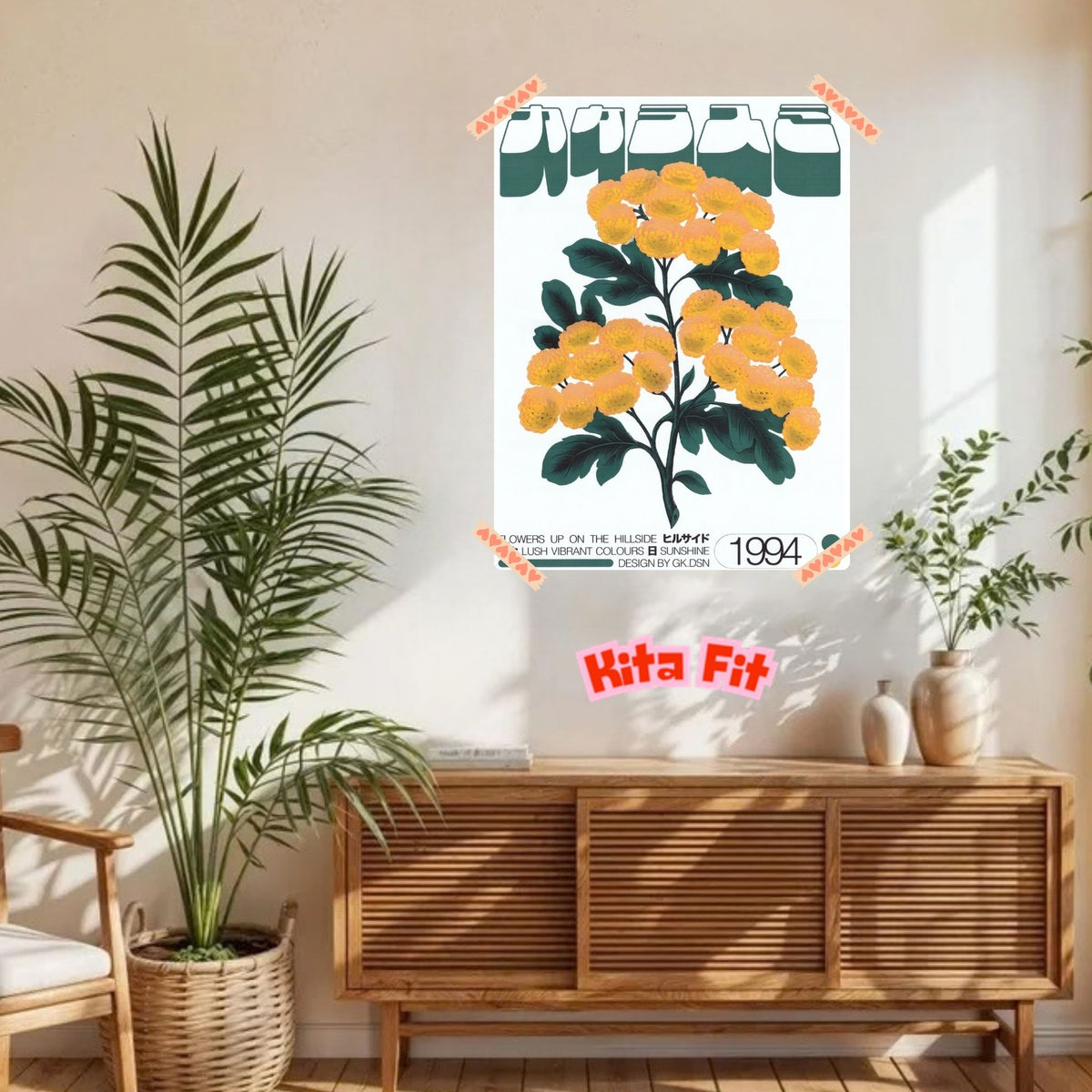 Vintage Blumen Poster | Japanisches Botanik Leinwandbild Wanddeko