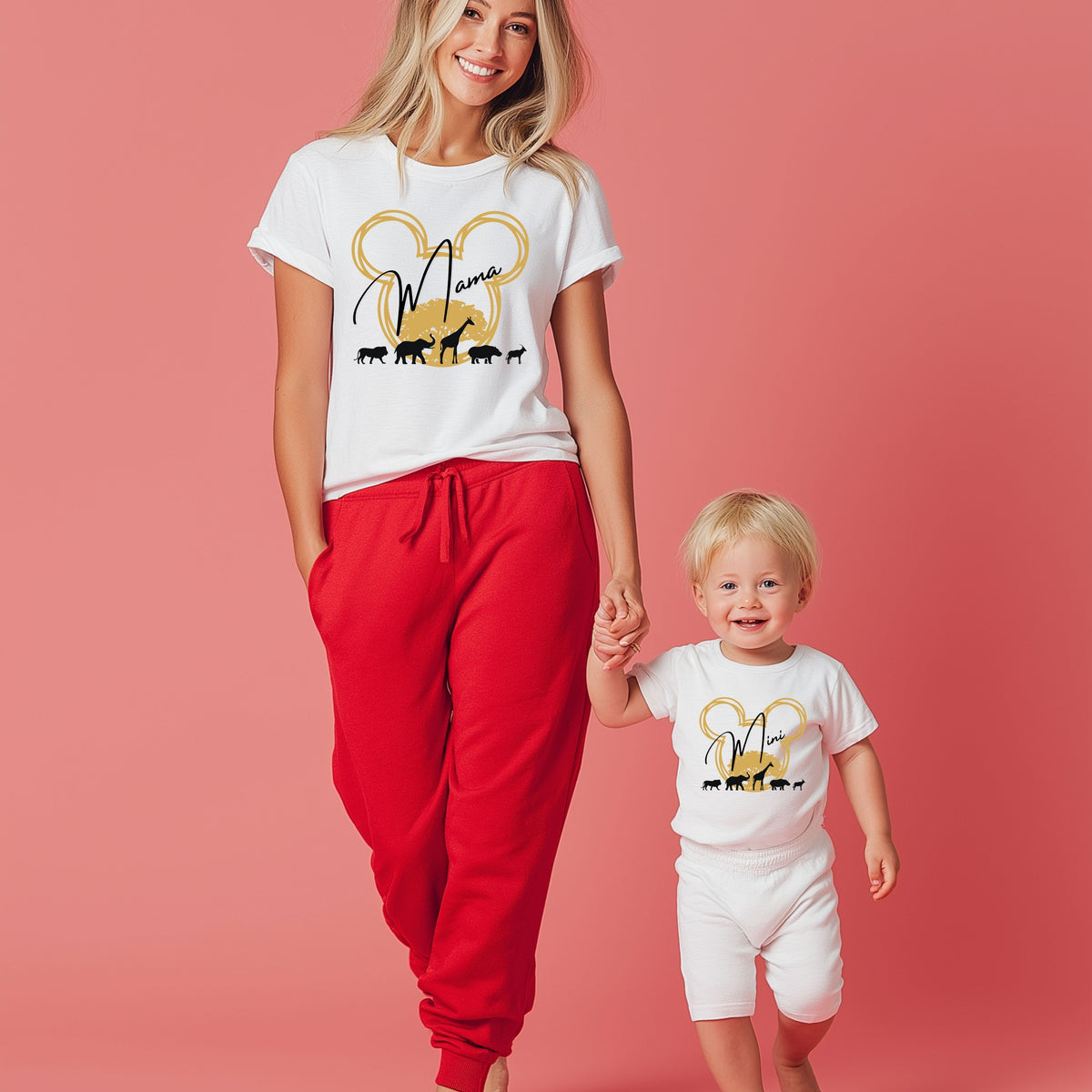 Geschenk zur Geburt | Mama & Mini Partnerlook Safari-Shirt & Body