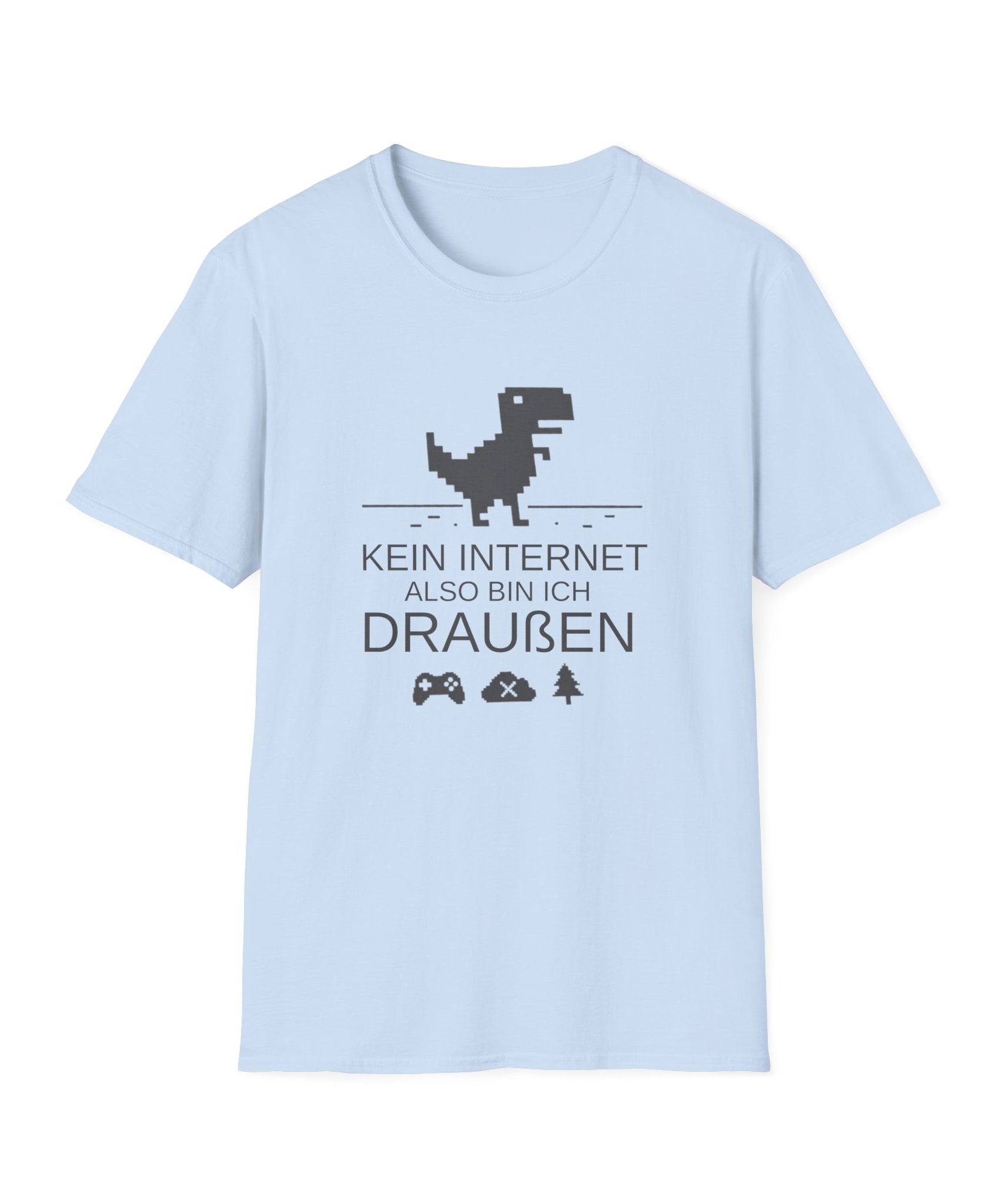 T‑Shirt: "Kein Internet – -- Also Bin Ich Draußen" Retro Dino Graphic