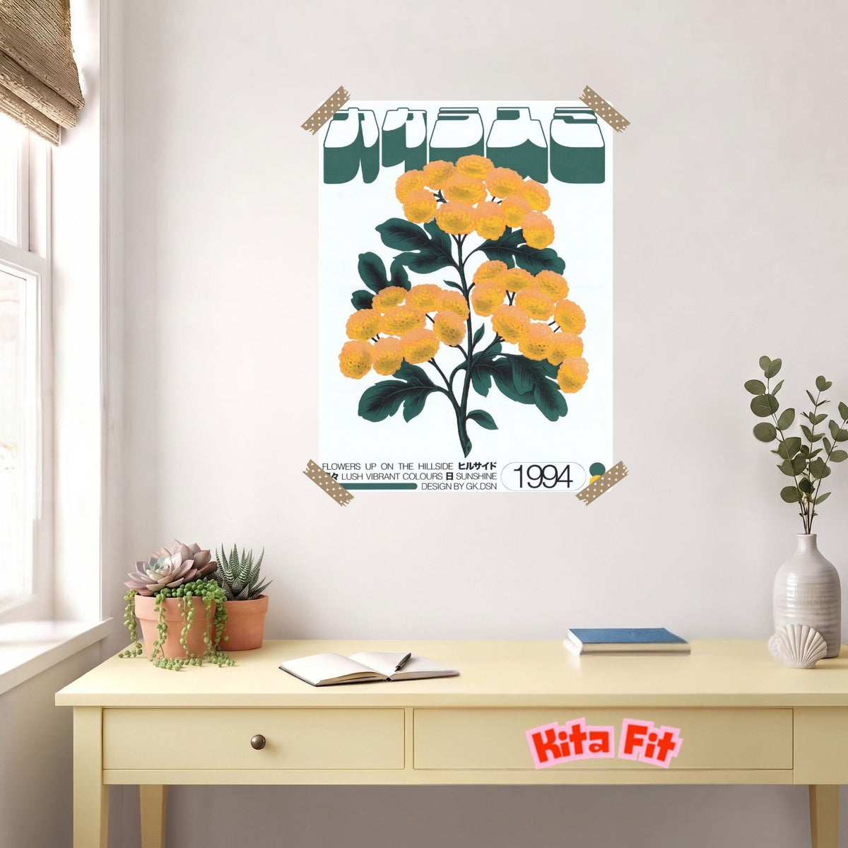 Vintage Blumen Poster | Japanisches Botanik Leinwandbild Wanddeko