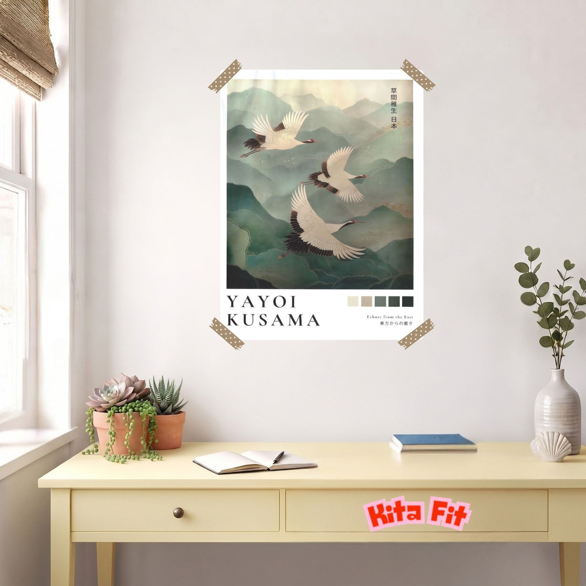 Japan Kraniche Poster | Asiatisches Berglandschaft Leinwandbild
