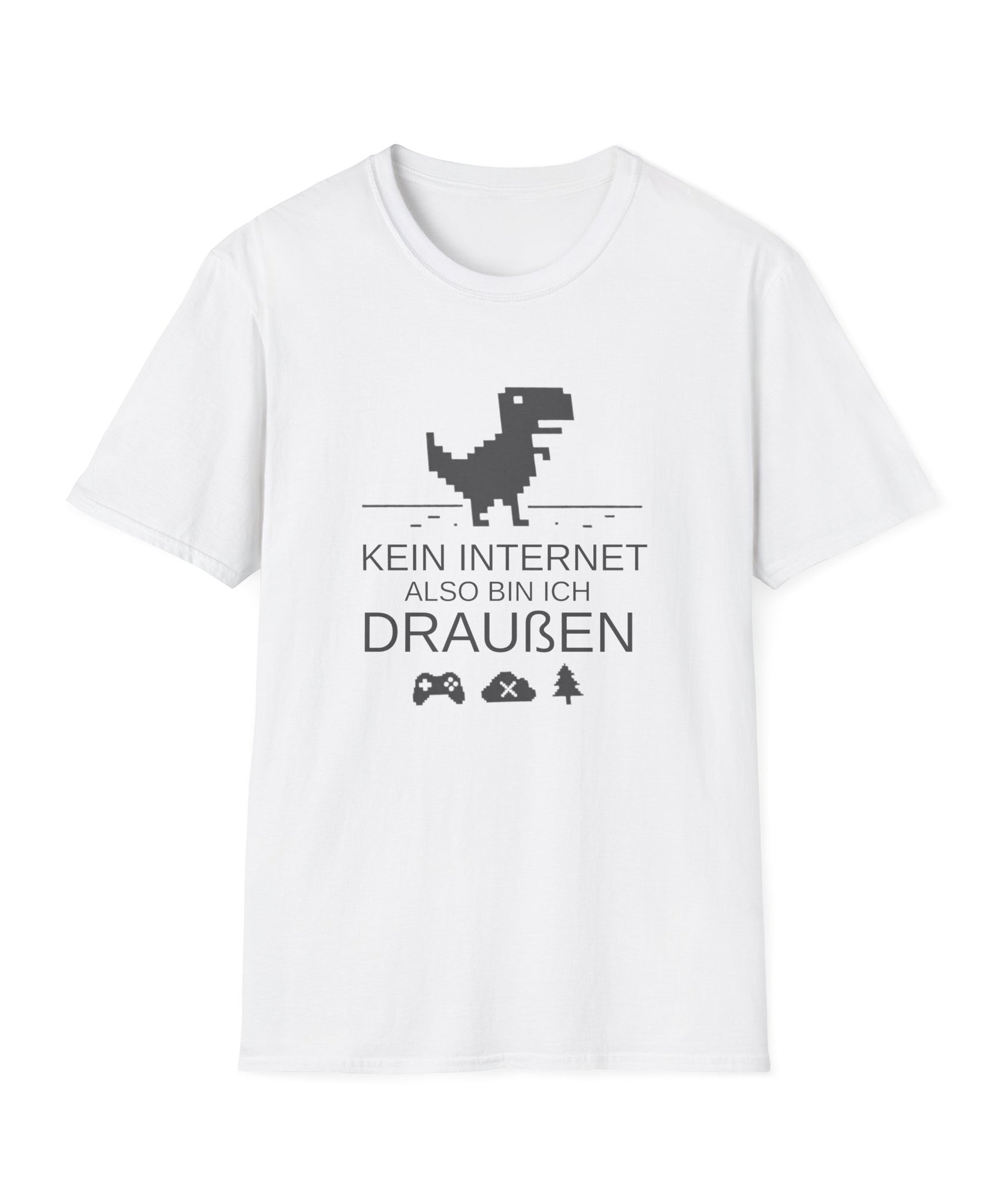 T‑Shirt: "Kein Internet – -- Also Bin Ich Draußen" Retro Dino Graphic