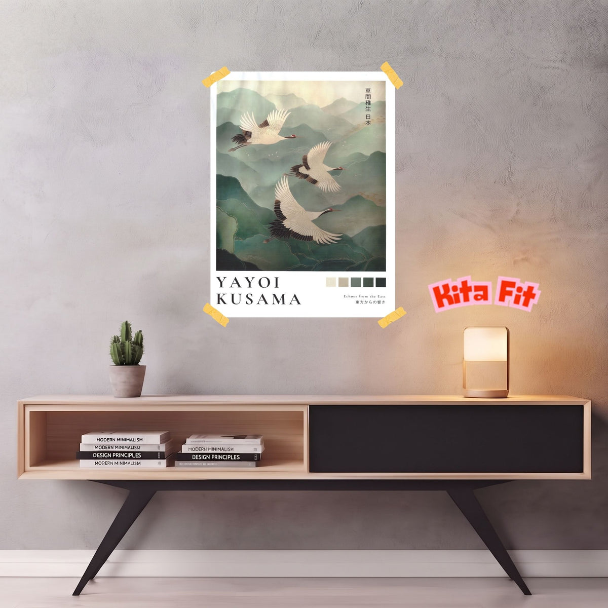 Japan Kraniche Poster | Asiatisches Berglandschaft Leinwandbild