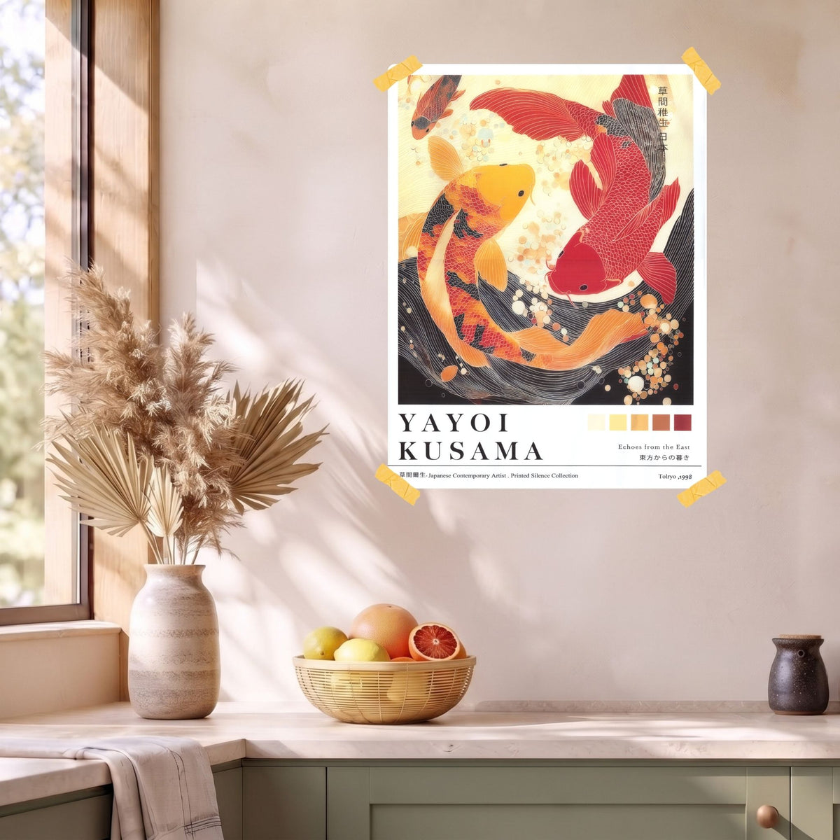 Japan Yayoi Kusama Poster | Asiatisches Fisch Leinwandbild Wanddeko