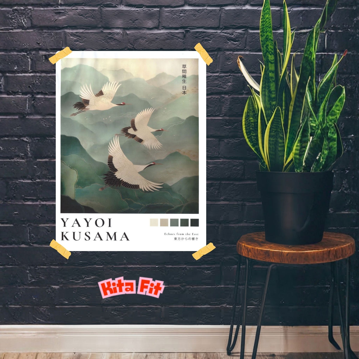 Japan Kraniche Poster | Asiatisches Berglandschaft Leinwandbild