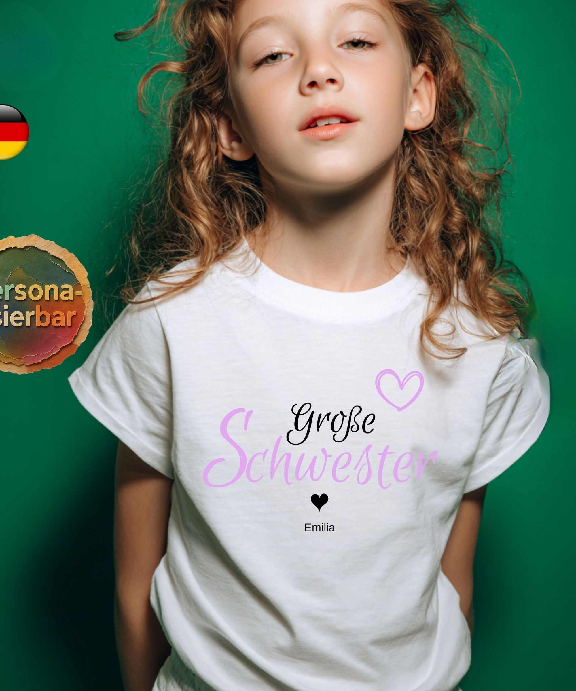 Geschwister Geschenk | Großer Kleiner Bruder Schwester Shirt mit Namen
