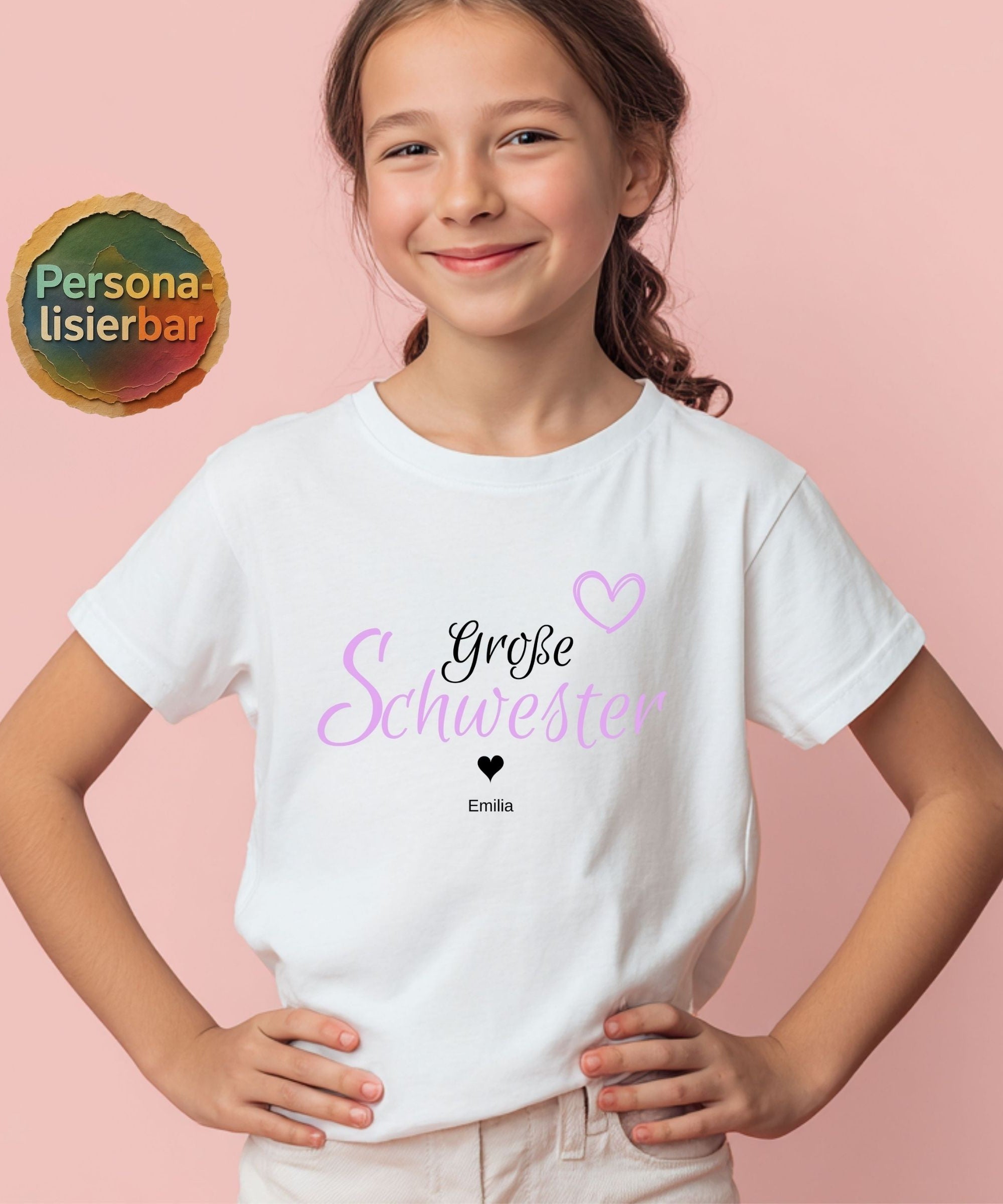 Geschwister Geschenk | Großer Kleiner Bruder Schwester Shirt mit Namen