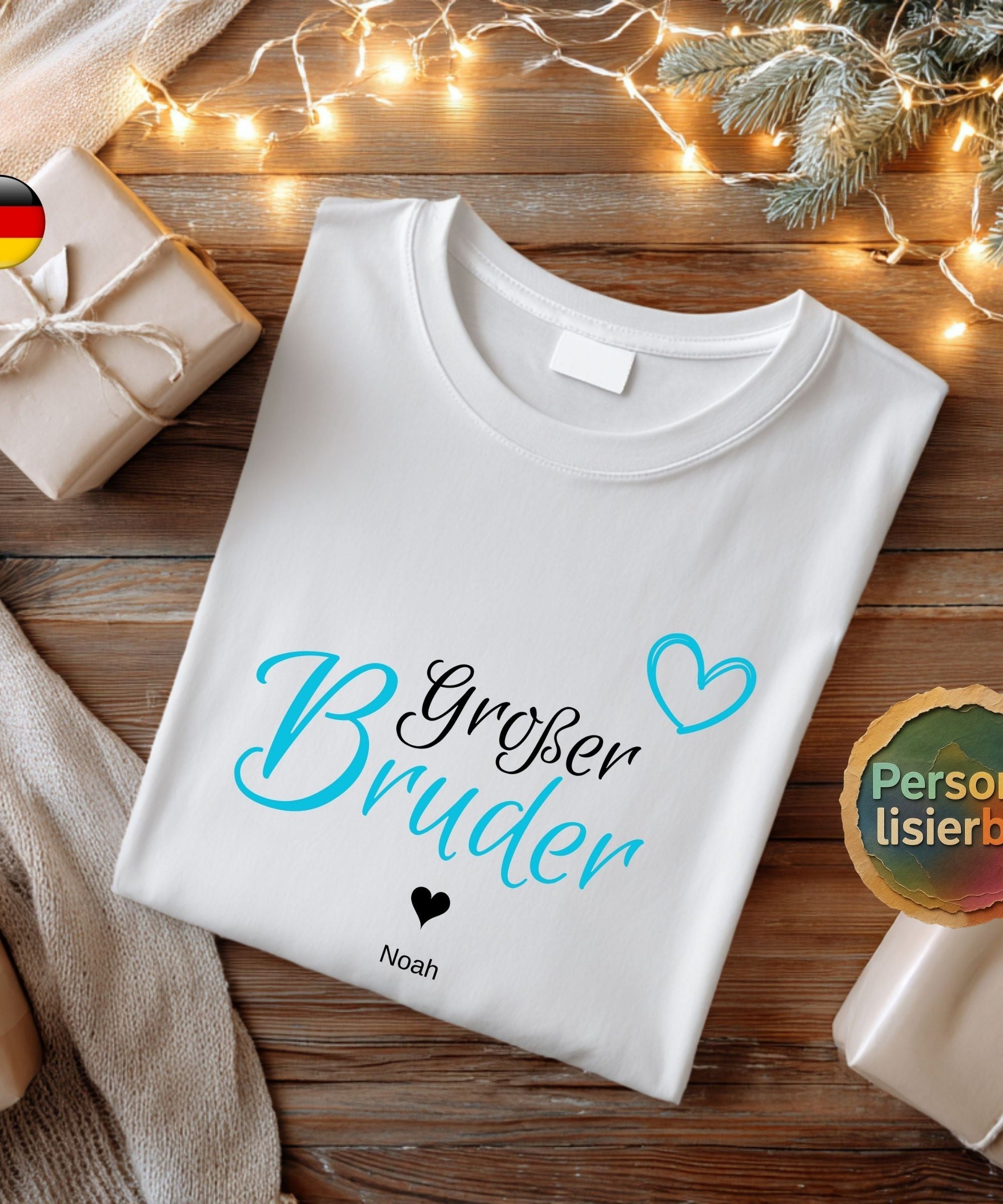 Geschwister Geschenk | Großer Kleiner Bruder Schwester Shirt mit Namen