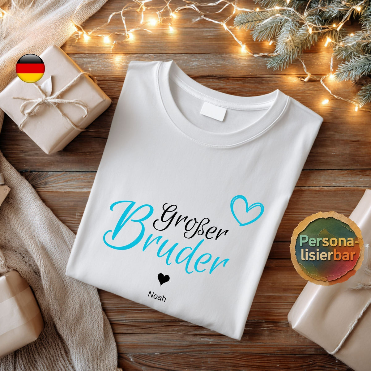 Geschwister Geschenk | Großer Kleiner Bruder Schwester Shirt mit Namen