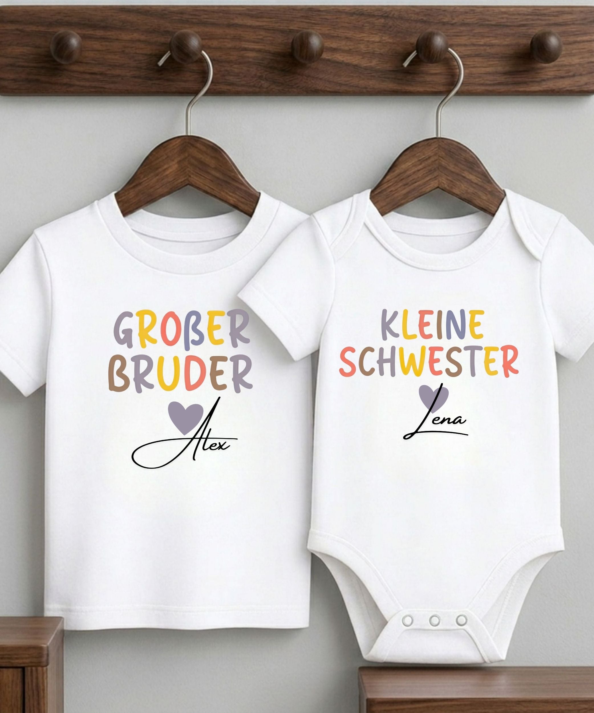 Geschwister Geschenk | Personalisiertes Bruder Schwester Shirt mit Namen