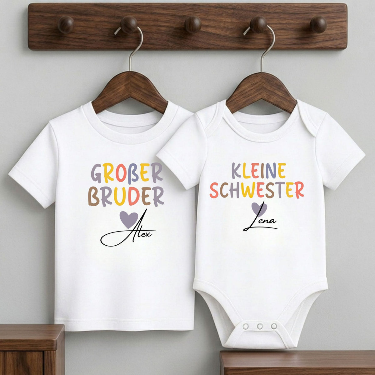 Geschwister Geschenk | Personalisiertes Bruder Schwester Shirt mit Namen