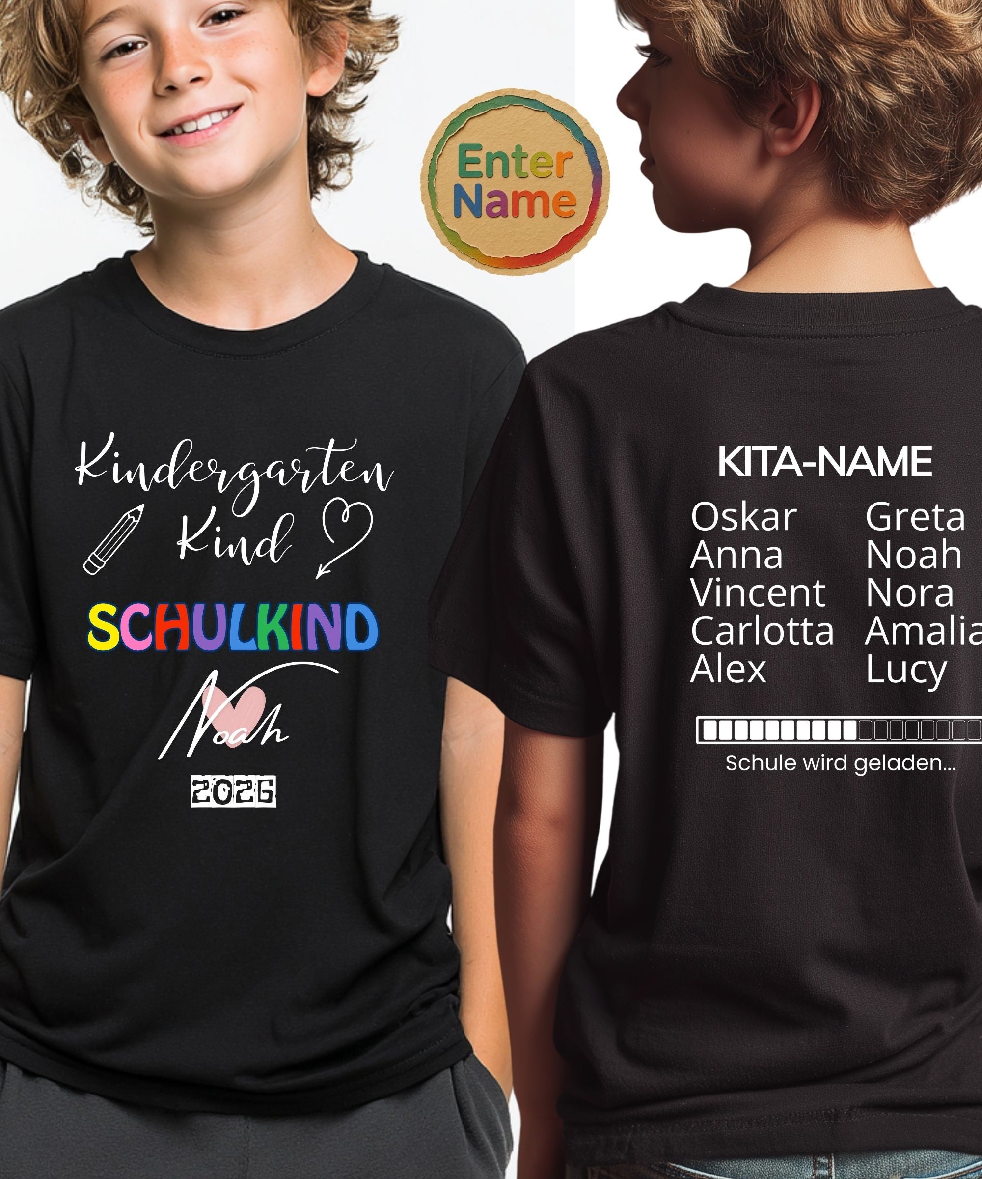 Schulkind Geschenk | Personalisiertes Kindergarten Kind T-Shirt mit Namen