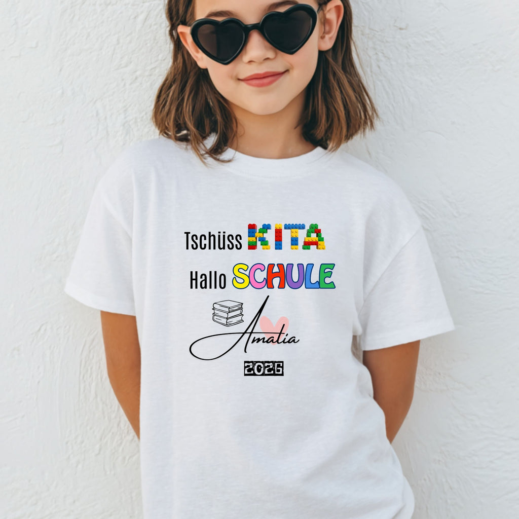 Kita Abschied Geschenk | Personalisiertes Tschüss Kita T-Shirt mit Namen