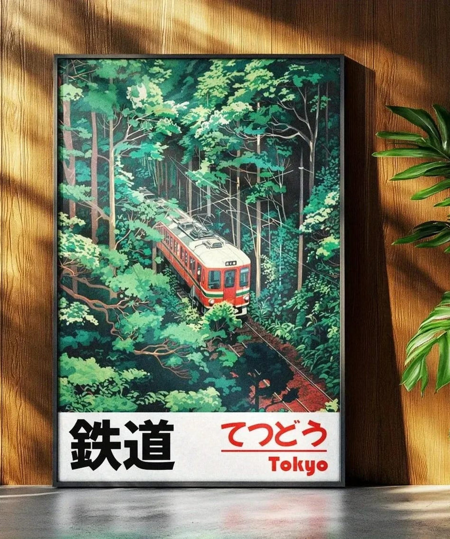 Vintage Tokyo Poster | Japanischer Zug Leinwandbild Wanddeko (Kopya)