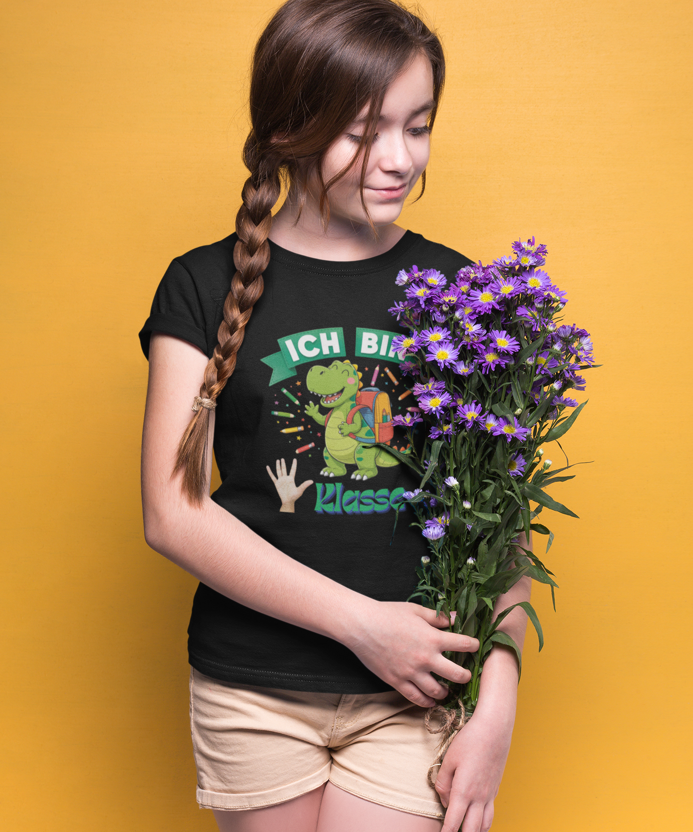 Schulstart Geschenk | Personalisiertes Schulkind Dino T-Shirt Klasse 1-5