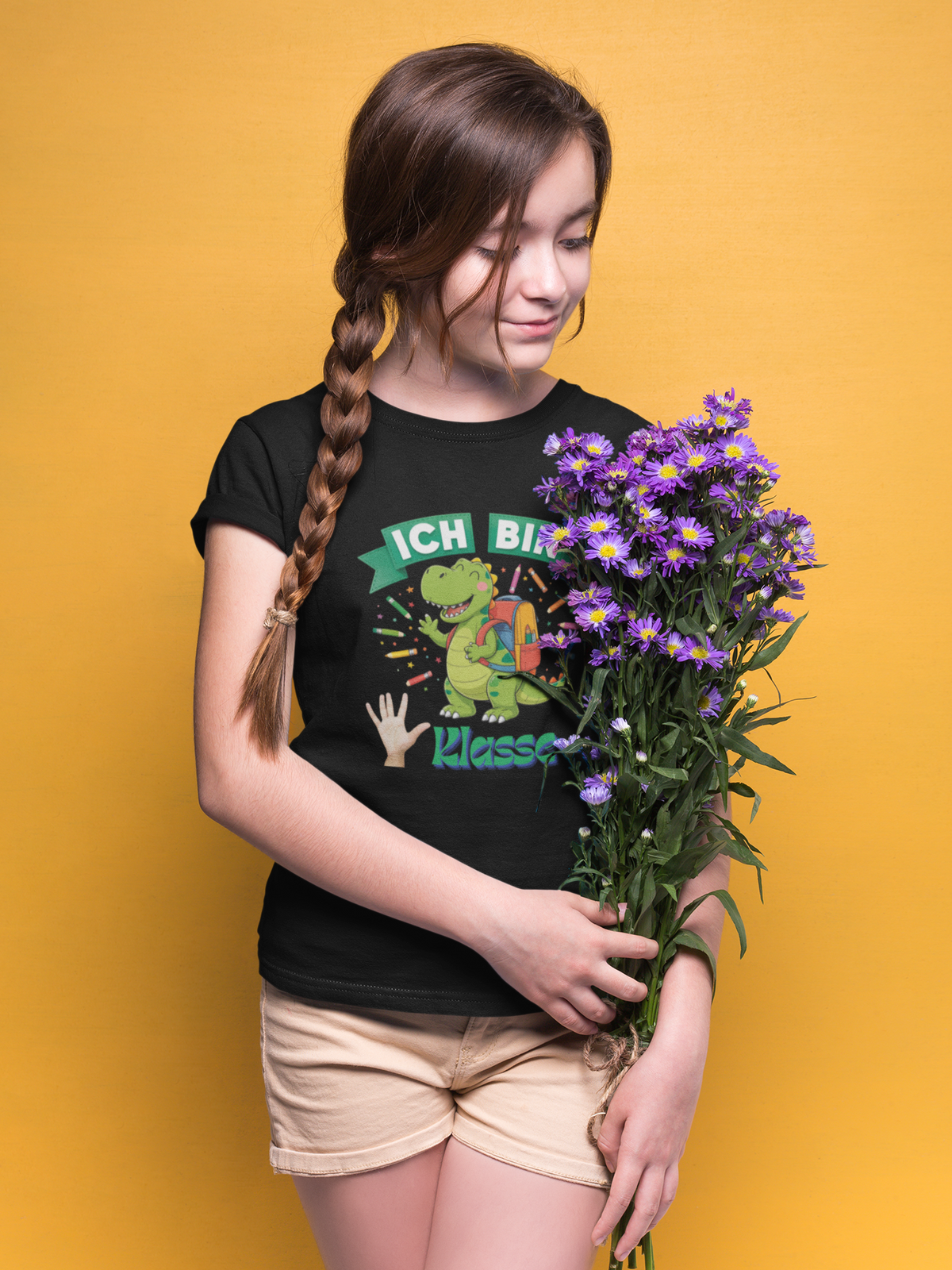 Schulstart Geschenk | Personalisiertes Schulkind Dino T-Shirt Klasse 1-5