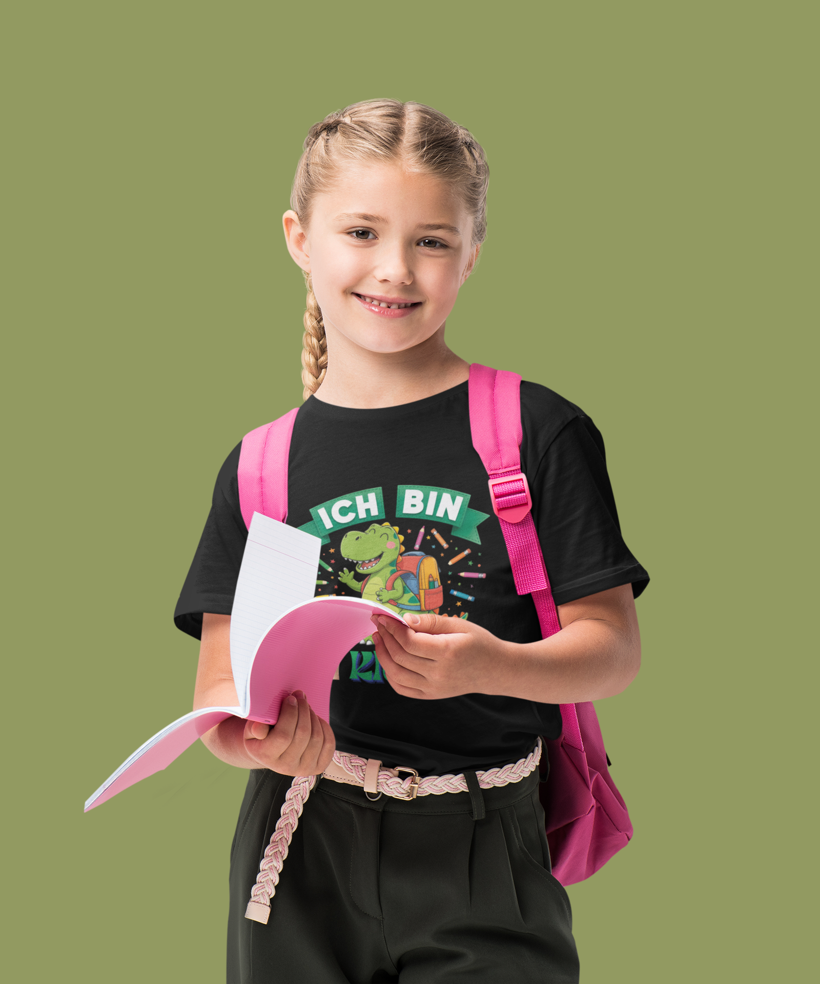 Schulstart Geschenk | Personalisiertes Schulkind Dino T-Shirt Klasse 1-5