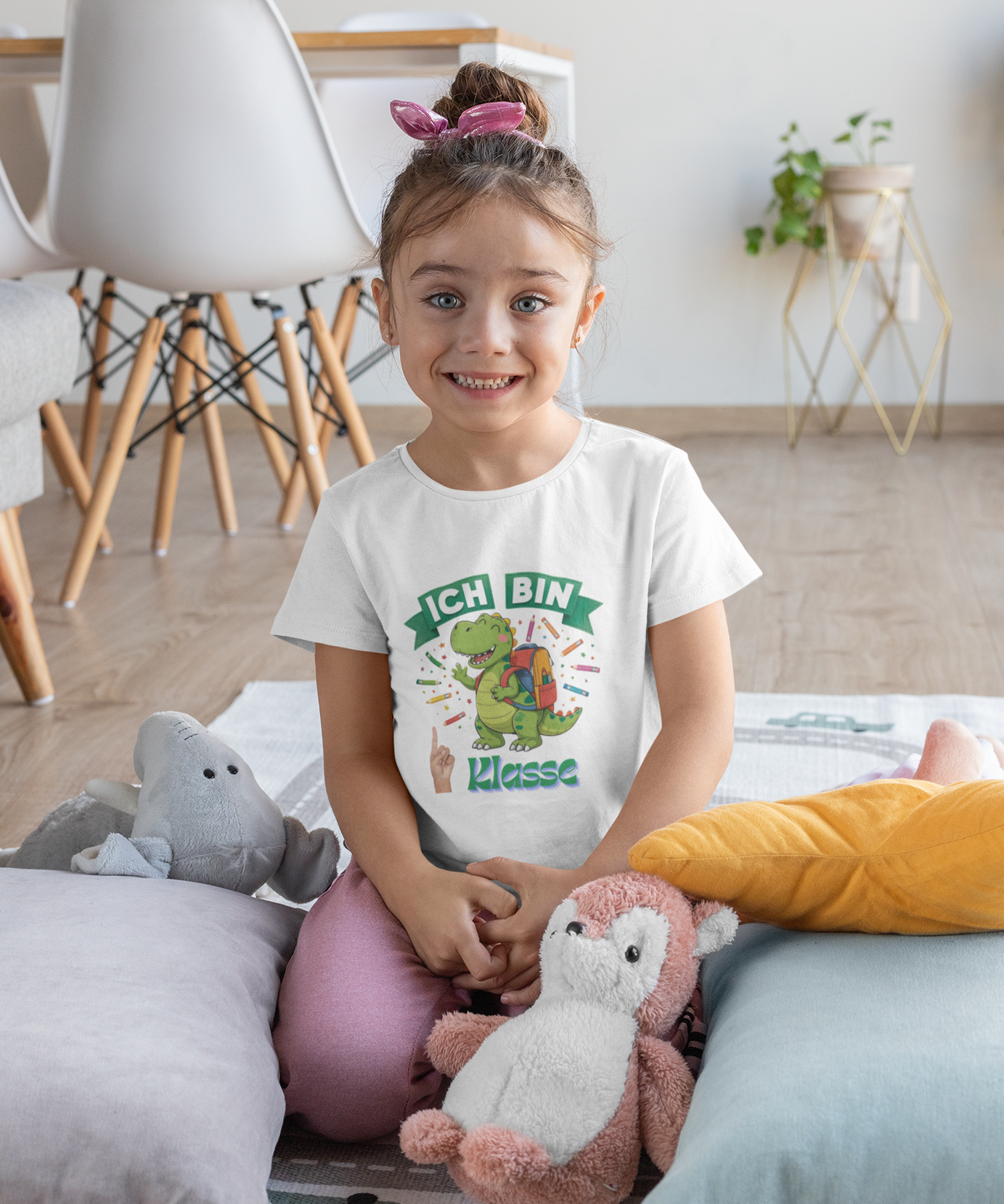 Schulstart Geschenk | Personalisiertes Schulkind Dino T-Shirt Klasse 1-5