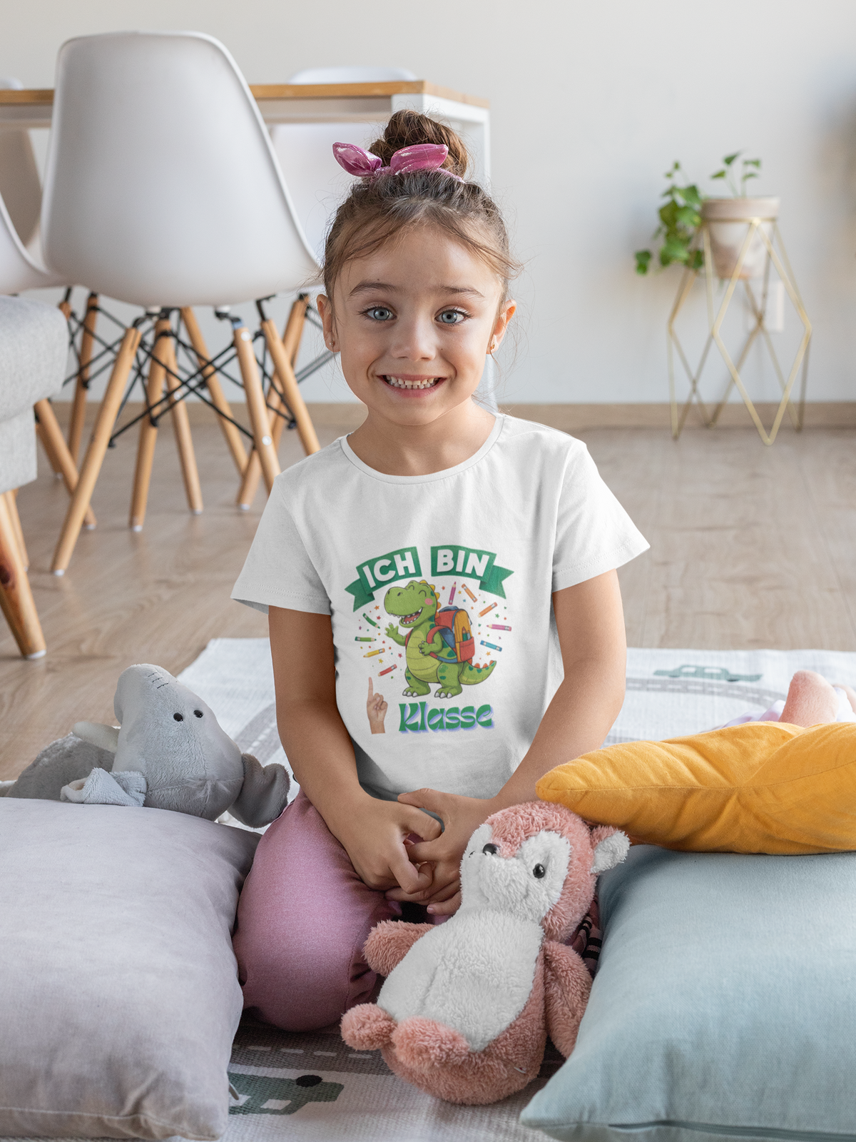 Schulstart Geschenk | Personalisiertes Schulkind Dino T-Shirt Klasse 1-5