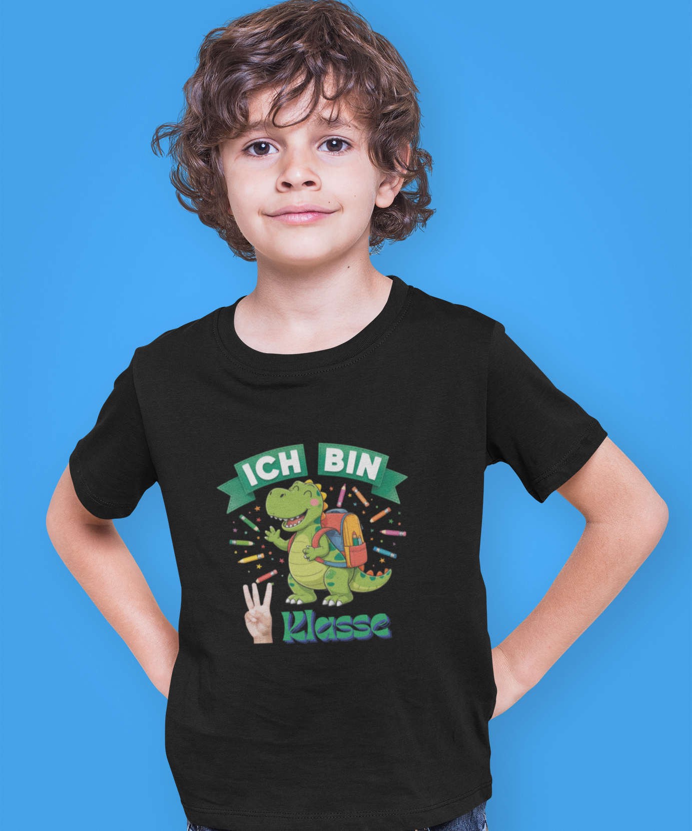 Schulstart Geschenk | Personalisiertes Schulkind Dino T-Shirt Klasse 1-5