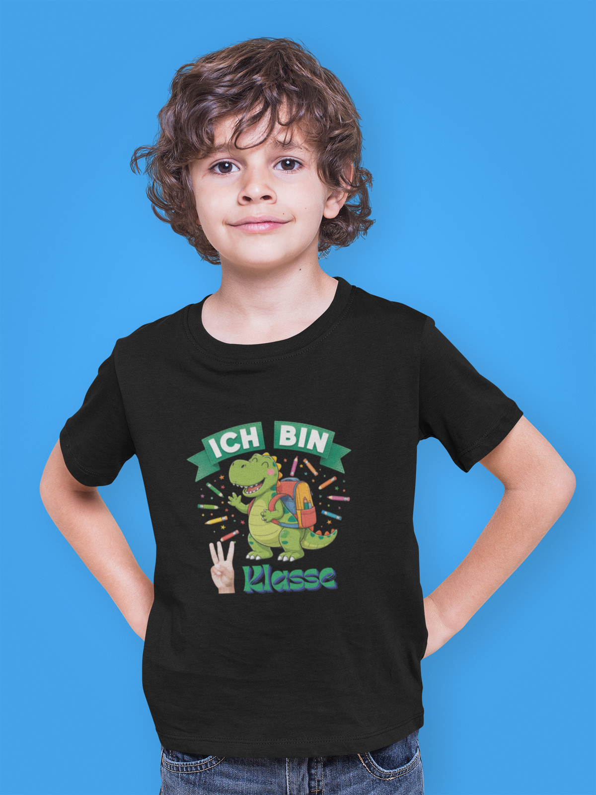 Schulstart Geschenk | Personalisiertes Schulkind Dino T-Shirt Klasse 1-5